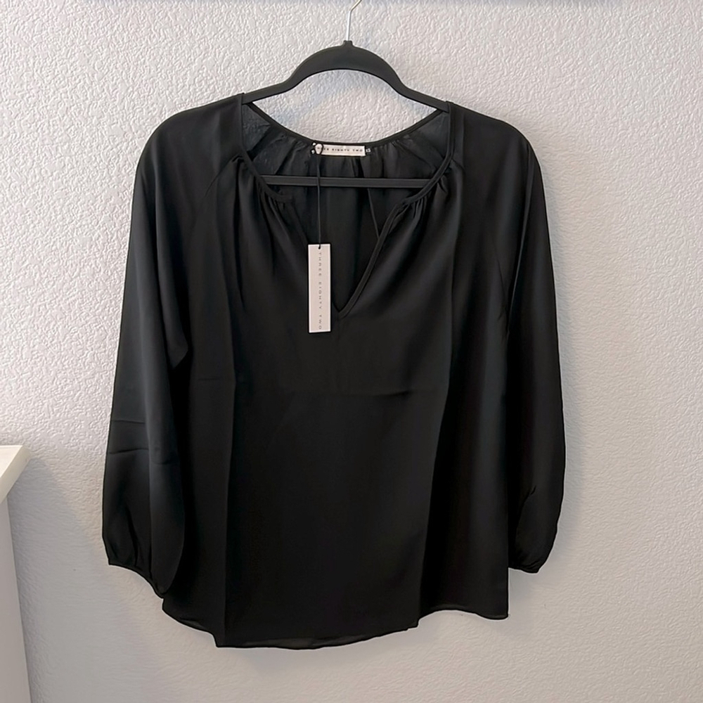 Three Eighty Two Aspen Peasant Black Blouse